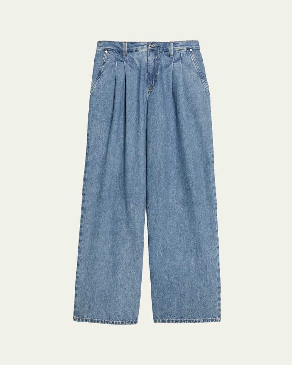 Double Pleated Baggy Jeans